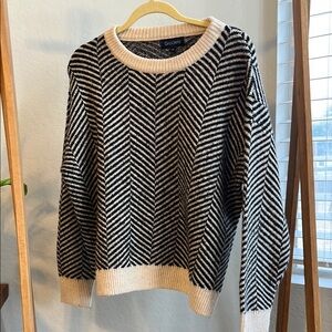 Black and White Chevron Crew Neck Sweater